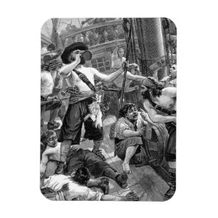 Magnet Flexible Pirates Vintage se battant et buvant sur le navire