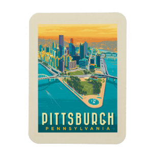 Magnet Flexible Pittsburgh, PA Vue oeil d'oiseau
