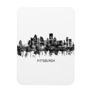 Magnet Flexible Pittsburgh Pennsylvania Skyline BW