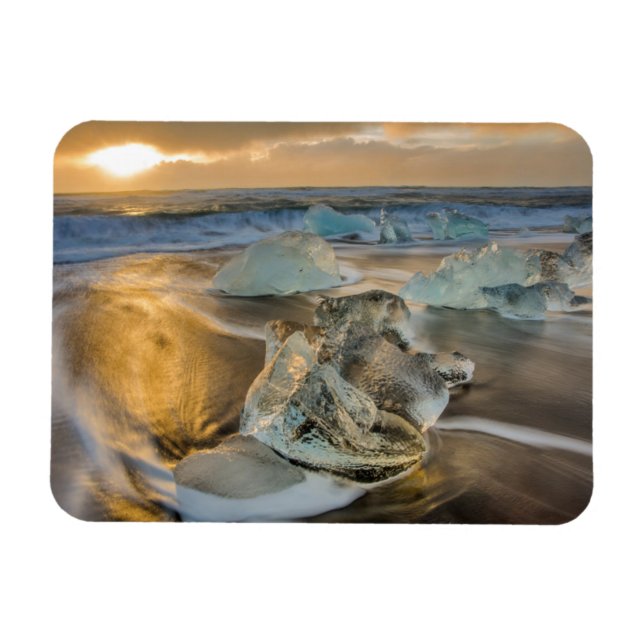 Magnet Flexible Plage de sable noir | Jokulsarlon Sud Islande (Horizontal)