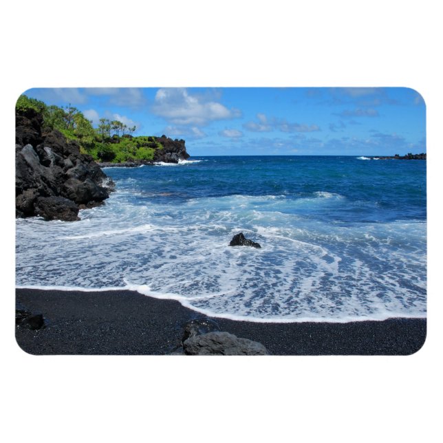 Magnet Flexible Plage de sable noir, Parc national de Waianapanapa (Horizontal)
