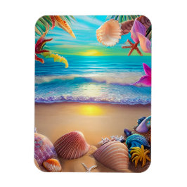 Magnet Flexible Plage d'imaginaire mystique coucher de soleil avec