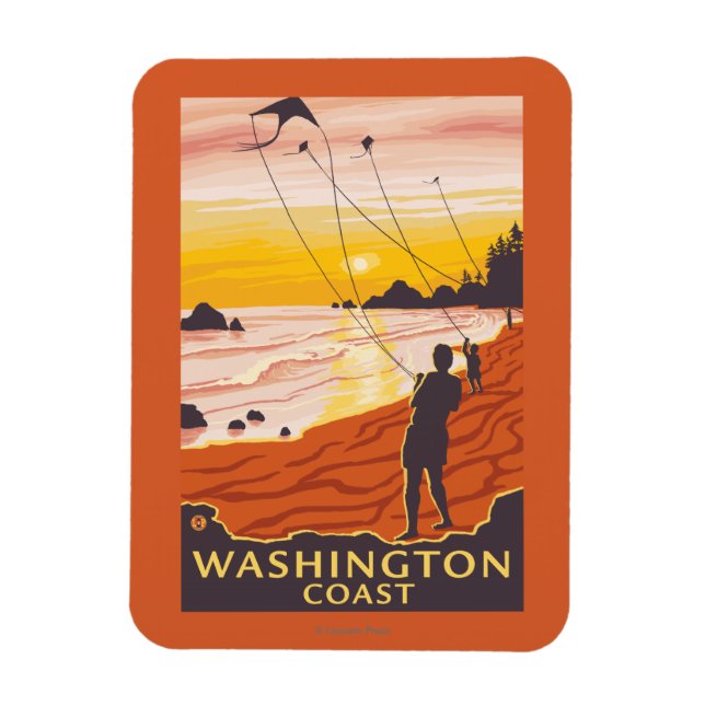 Magnet Flexible Plage et cerfs-volants - Côte Washington (Vertical)