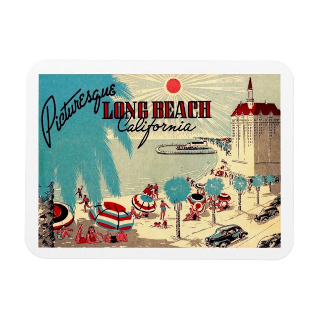 Magnet Flexible Plage pittoresque de Long Beach, Californie Voitur (Horizontal)