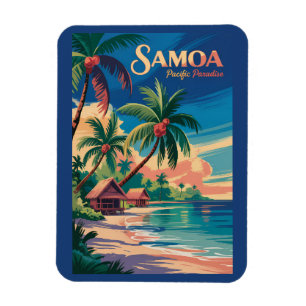 Magnet Flexible Plage samoane Illustration samoane Art de voyage V