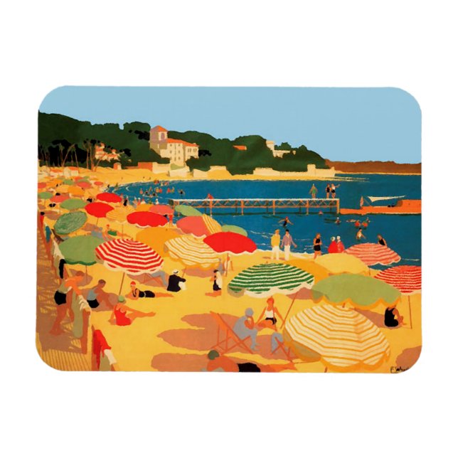 Magnet Flexible Plage vintage Côte d'Azur (Horizontal)