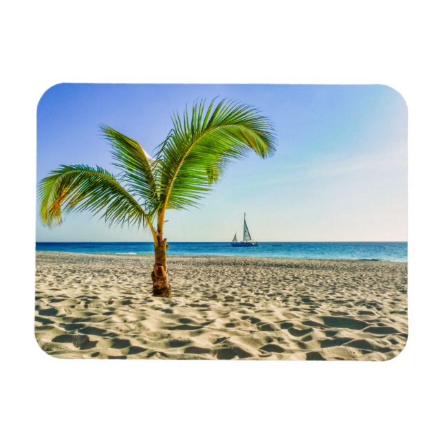 Magnet Flexible Plages tropicales | Bateau, Palmier, Aruba (Horizontal)