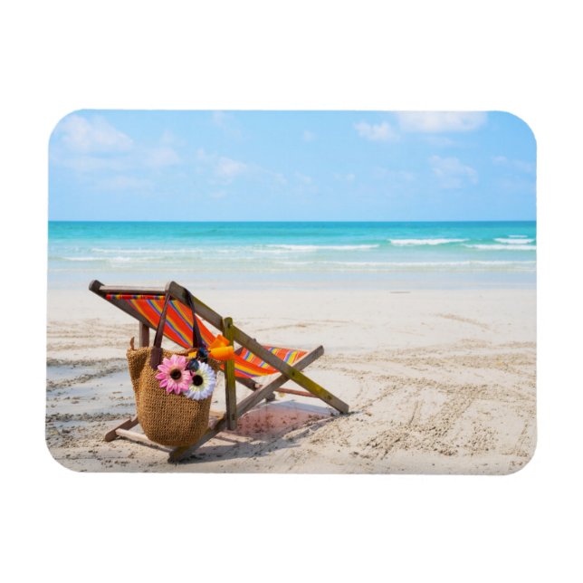 Magnet Flexible Plages tropicales | Chaise de plage sur sable (Horizontal)