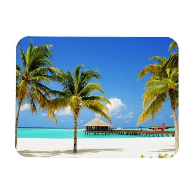 Magnet Flexible Plages tropicales | Île et lagon, Maldives (Horizontal)