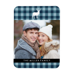 Magnet Flexible Plaid bleu et bâton blanc   Vacances