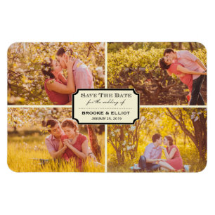Magnet Flexible Plaque vintage Classique Quatre Photo Enregistrer 