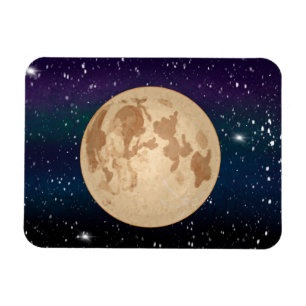 Magnet Flexible Pleine lune dessinée à la main et étoiles étincela