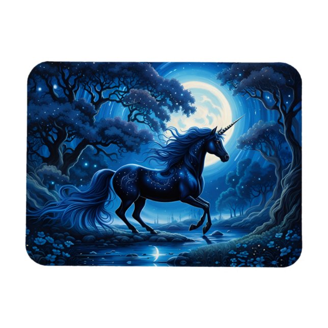 Magnet Flexible Pleine lune d'Imaginaire de licorne noire (Horizontal)