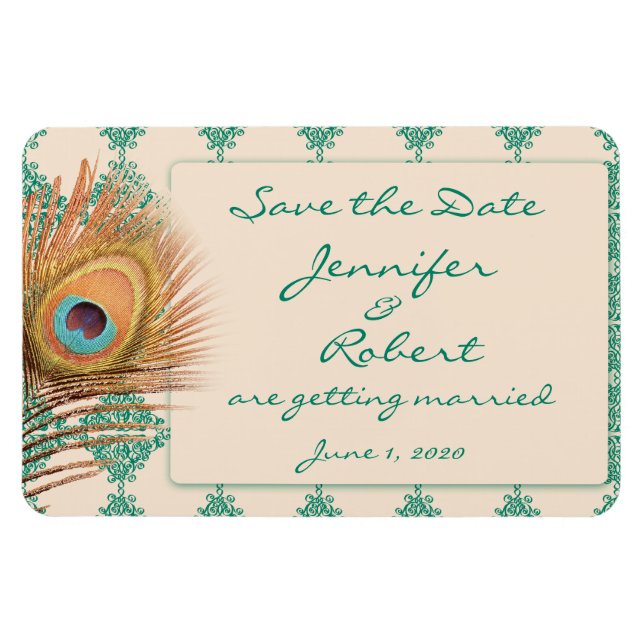 Magnet Flexible Plume de paon sur carreaux marocains Turquoises Sa (Horizontal)