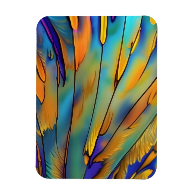 Magnet Flexible Plumes en verre tendu AI Art Abstrait (Vertical)