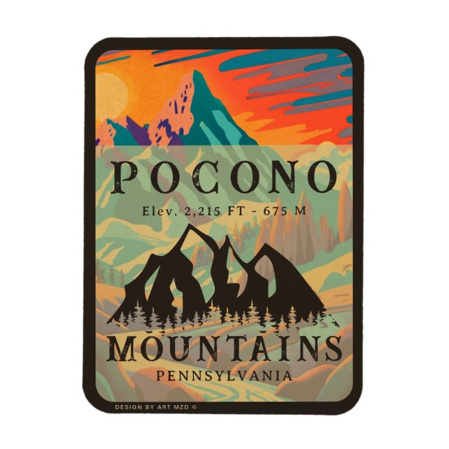 Magnet Flexible Pocono Mountains Pennsylvanie - Souvenirs rétro (Vertical)