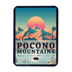 Magnet Flexible Pocono Mountains Pennsylvanie Souvenirs Vintages