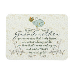 Magnet Flexible Poème de grand-mère avec des oiseaux