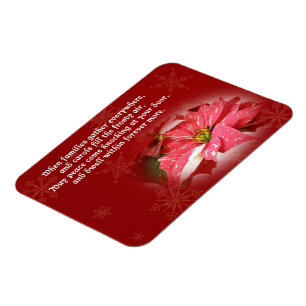 Magnet Flexible Poinsettia sur Rouge avec poème