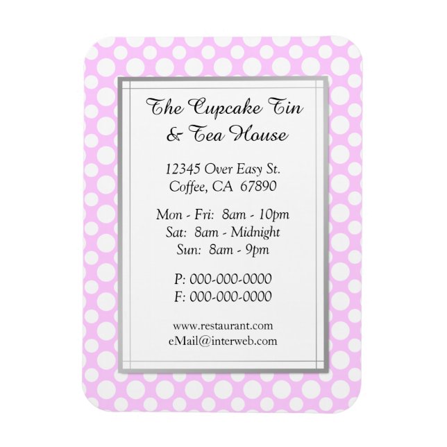 Magnet Flexible Pois blancs sur le restaurant rose Aimant personna (Vertical)
