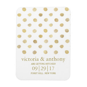 Magnet Flexible Pois Modernes Blanc & Or Enregistrer La Date