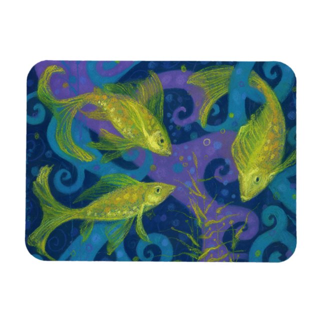 Magnet Flexible Poissons d'or Peinture d'art animal sous-marin (Horizontal)