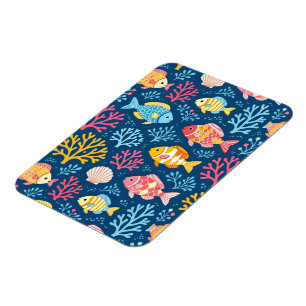 Magnet Flexible Poissons et coraux bleu marine nautique