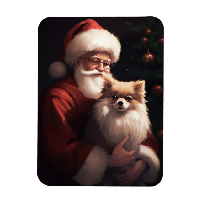 Magnet Flexible Poméranien avec Noël Festif du Père Noël (Vertical)