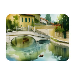 Magnet Flexible Pont de canal vue aquarelle