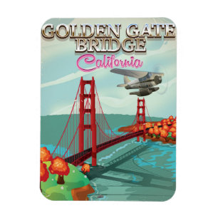 Magnet Flexible Pont Golden Gate Californie dessin animé de voyage