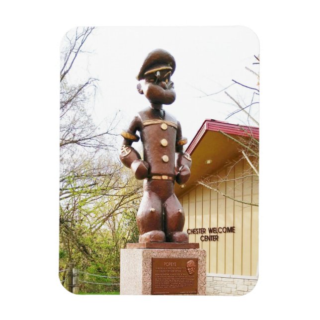 Magnet Flexible Popeye Statue, Segar Memorial Park, Chester IL (Vertical)