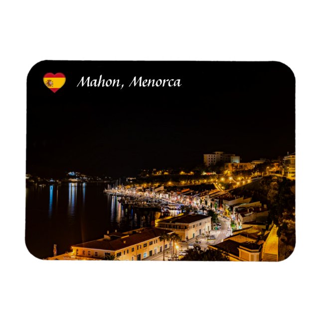 Magnet Flexible Port de Mahon la nuit - Minorque, Espagne (Horizontal)