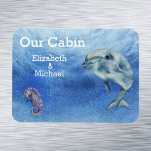 Magnet Flexible Porte de croisière personnalisée Aquarelle Dolphin