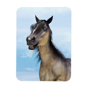 Magnet Flexible Portrait d'art humoristique de cheval souriant