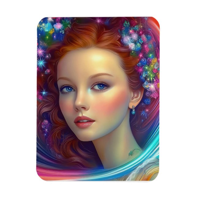 Magnet Flexible Portrait de cheveux arc-en-ciel enchanté (Vertical)