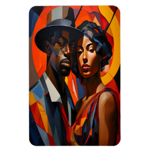 Magnet Flexible Portrait de couple cubiste abstrait gras – Art mod