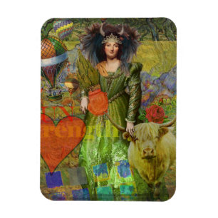 Magnet Flexible Portrait de femme classique vintage Taureau Art go