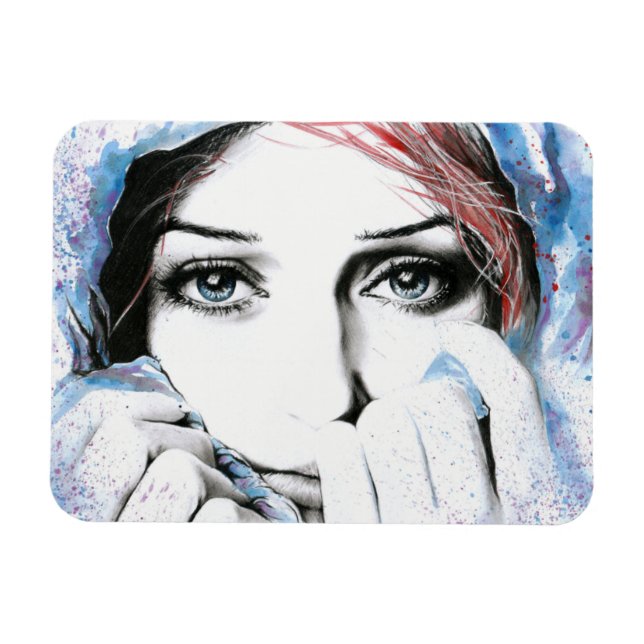 Magnet Flexible Portrait de fille aquarelle peinture art (Horizontal)