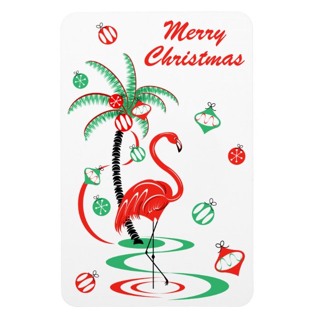 Magnet Flexible Portrait de Noël Flamant rose rouge (Vertical)