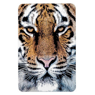 Magnet Flexible Portrait de tigre en style Presse Graphique