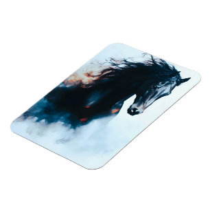 Magnet Flexible Portrait minimaliste de cheval noir de course