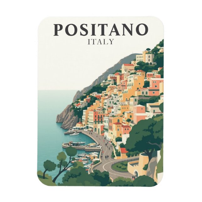 Magnet Flexible Positano, Italy Town Vintage  (Vertical)