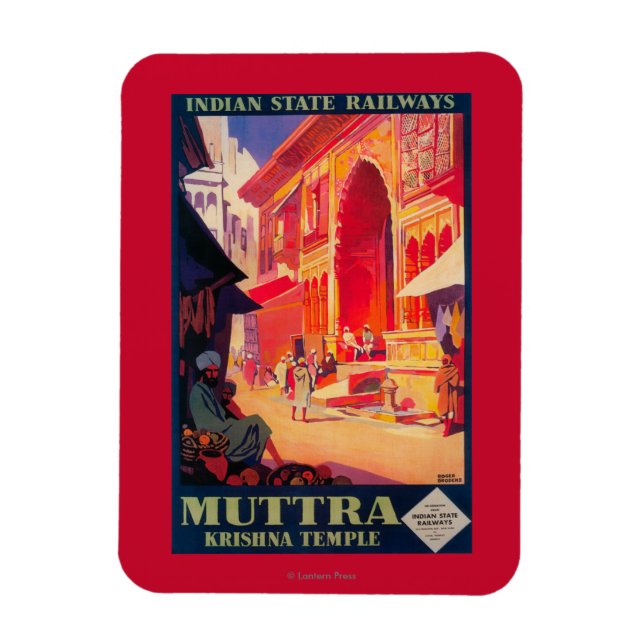 Magnet Flexible Poster de voyage du temple Muttra Krishna (Vertical)