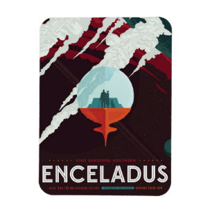 Magnet Flexible Poster Espace Rétro Mission Cassini À Saturne