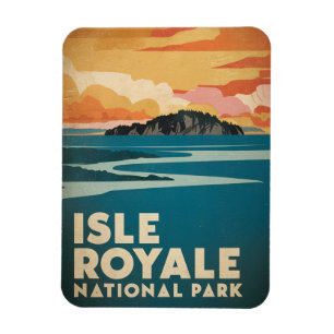 Magnet Flexible Poster rétro du parc national de l'Isle Royale