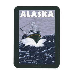 Magnet Flexible Poster Vintage voyage de bateau de crabe de l'Alas