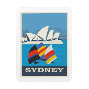 Magnet Flexible Poster Vintage voyage Sydney, Australie