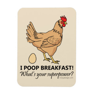 Magnet Flexible Poulet Poops Petit Déjeuner Amusant Design Beige