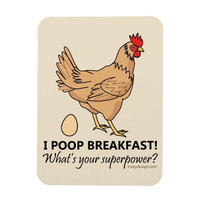 Magnet Flexible Poulet Poops Petit Déjeuner Amusant Design Beige (Vertical)
