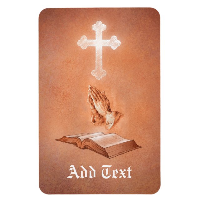 Magnet Flexible Prêcher les mains avec Croix et Bible (Vertical)
